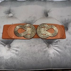 Tan wide elastic belt